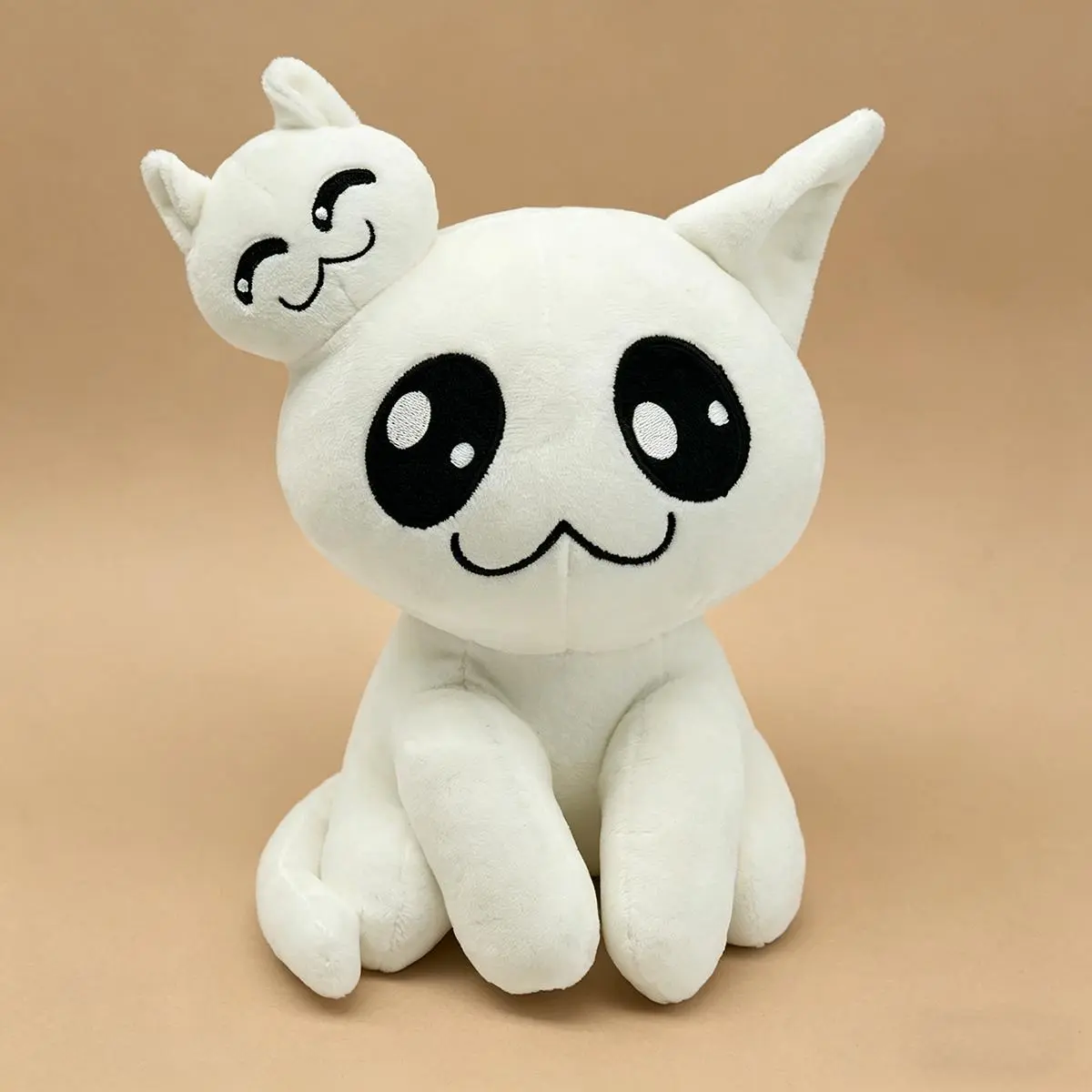 Kawaii MewGenics Plush Toy 25cm/9.84in - Cute White Yippee Creature Stuffed Doll - Soft Autism Creature Plushie with Mini Cat Figure - Collectible Kawaii Gift for Fans & Kids