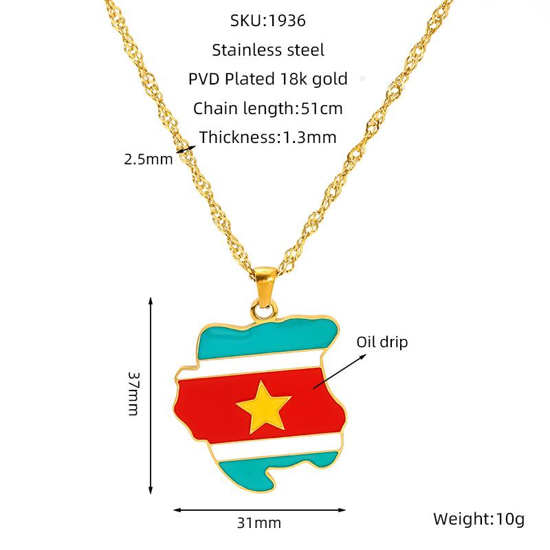 Various Countries Map Pendant Necklace Jewelry, Stainless Steel Necklace