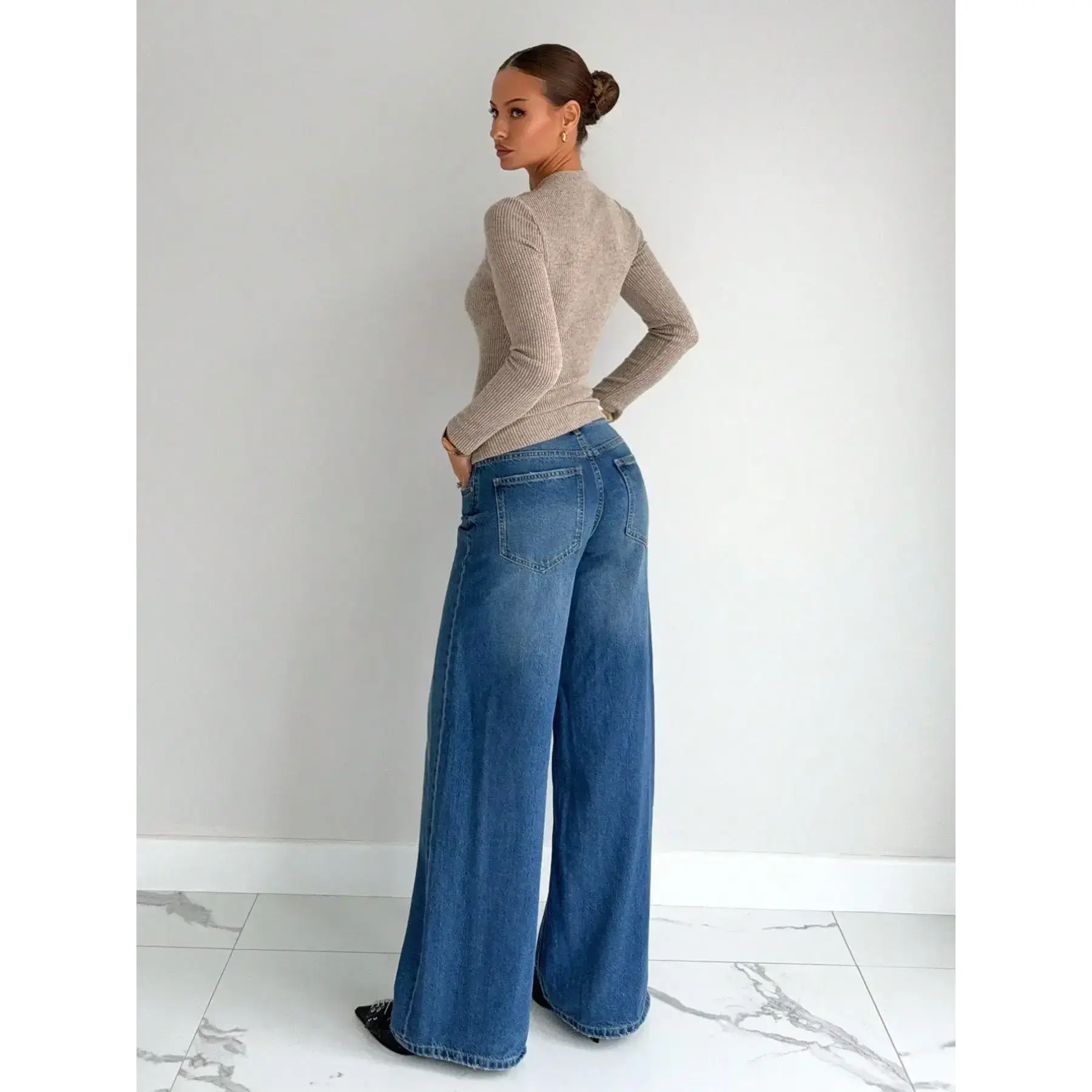 Khaki Tight Knit Sweater | Women's Long Sleeve Hollow Slim Pullover | Casual Y2K Bodycon Knit Jumper for Spring & Autumn