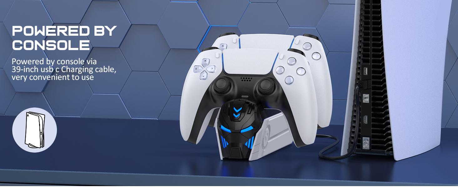 BEBONCOOL PS5 Controller Charger Station for Playstation 5 Dualsense Controllers: Fast PS5 Dual Controller Stand Charger Dock-LED PS5 Controller Charging Station Accessories for Playstation 5 Storage Kit