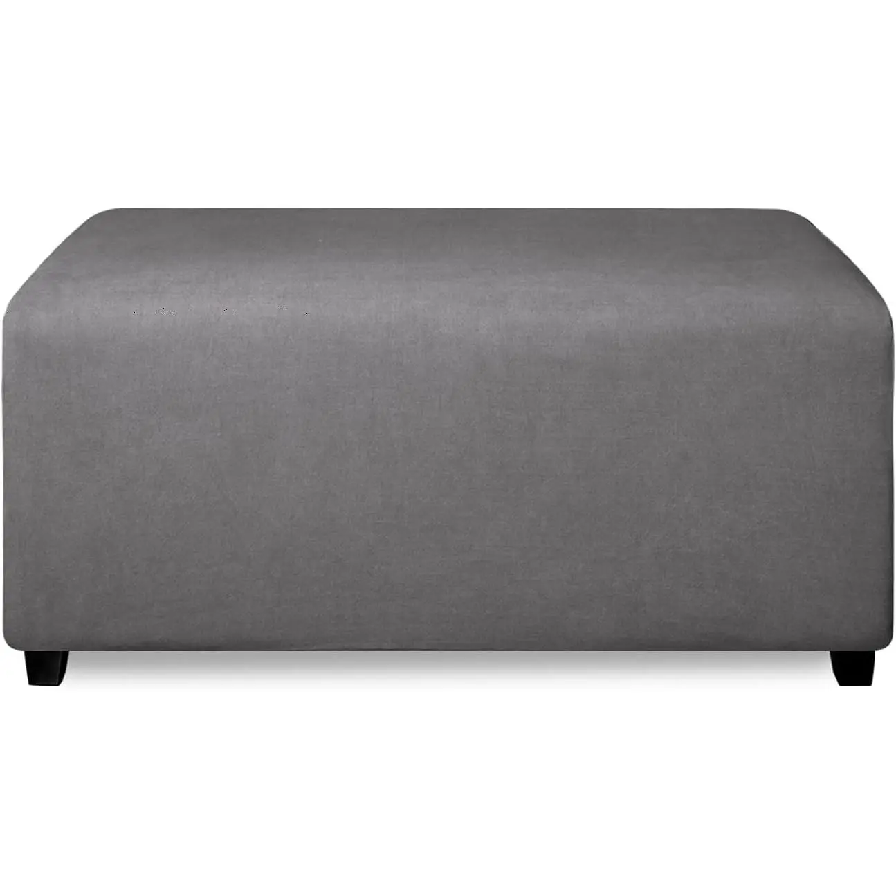 Super Stretch Soft Form Fit Ottoman Cover Rectangle - Ottoman Slipcovers for Foot Stool & Folding Storage Furniture for Living Room with Nonslip Elastic Bottom（Large, Gray）