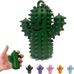Pain Fidget Toy for Kids Adults, 1Pcs Silicone Cactus Shape Spiky Stim Toy Portable Keychain for Anxiety Relief, Sensory Toys for Autism,Novel and Stress Relief Gifts for Boys Girlsfidget toys