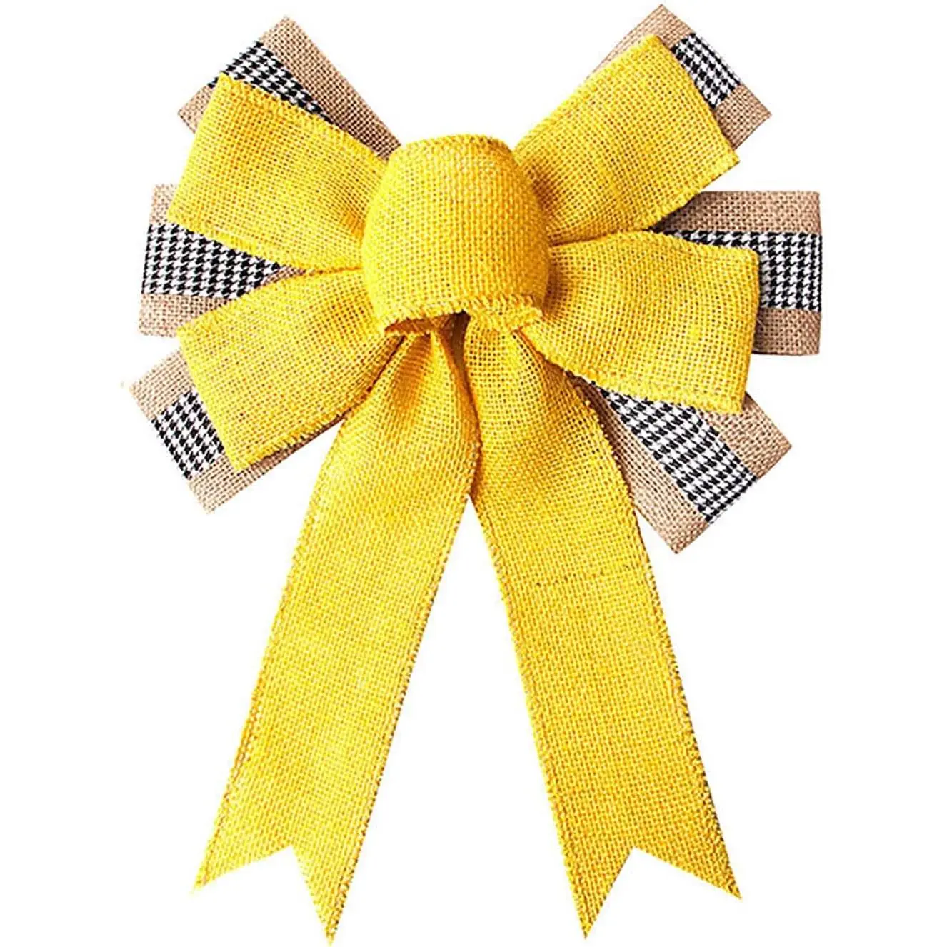 Large Burlap Yellow Wreath Bow Tree Topper for Indoor Outdoor Spring Summer Party Decorations
