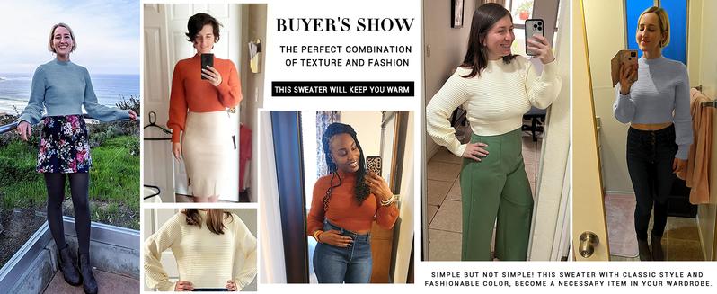 Saodimallsu Womens Sexy Crew Neck Cropped Sweaters Ribbed Knit Long Sleeve Crop Tops Pullover