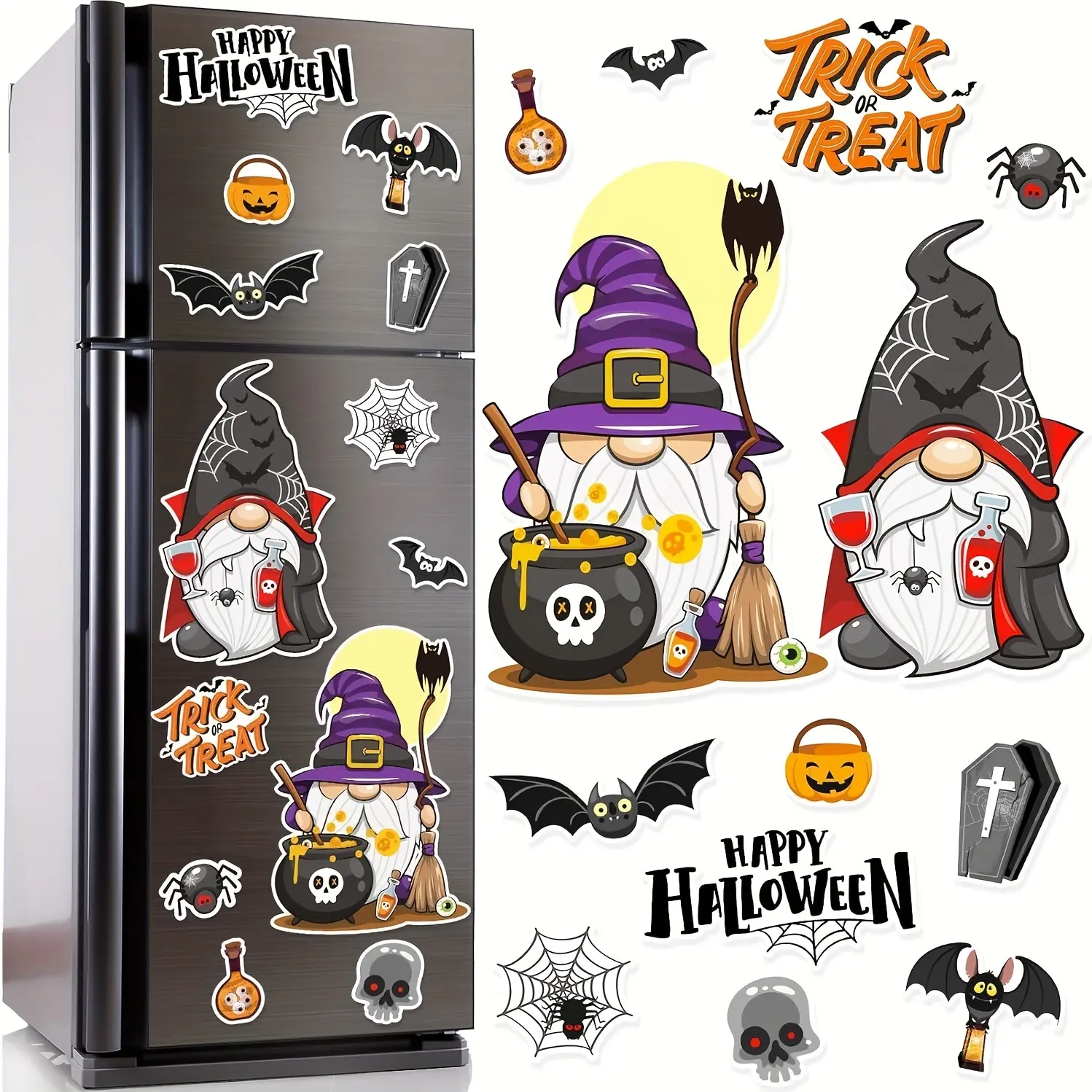 13pcs Halloween Magnets for Fridge Clearance - Halloween Gnome Magnets Decor for Kids DIY Halloween Fridge Home Kitchen Garage Door Car Indoor Outdoor Decorations