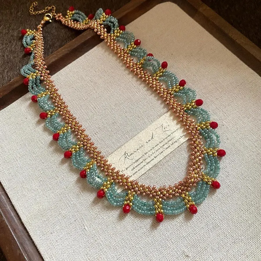 Retro Lace Choker Necklace for Women, Bohemian Multi-Layer Collar with Glass Beads and Tassel for Weddings All Seasons, Bohemian Retro, Birthday, Party, Engagement, Anniversary