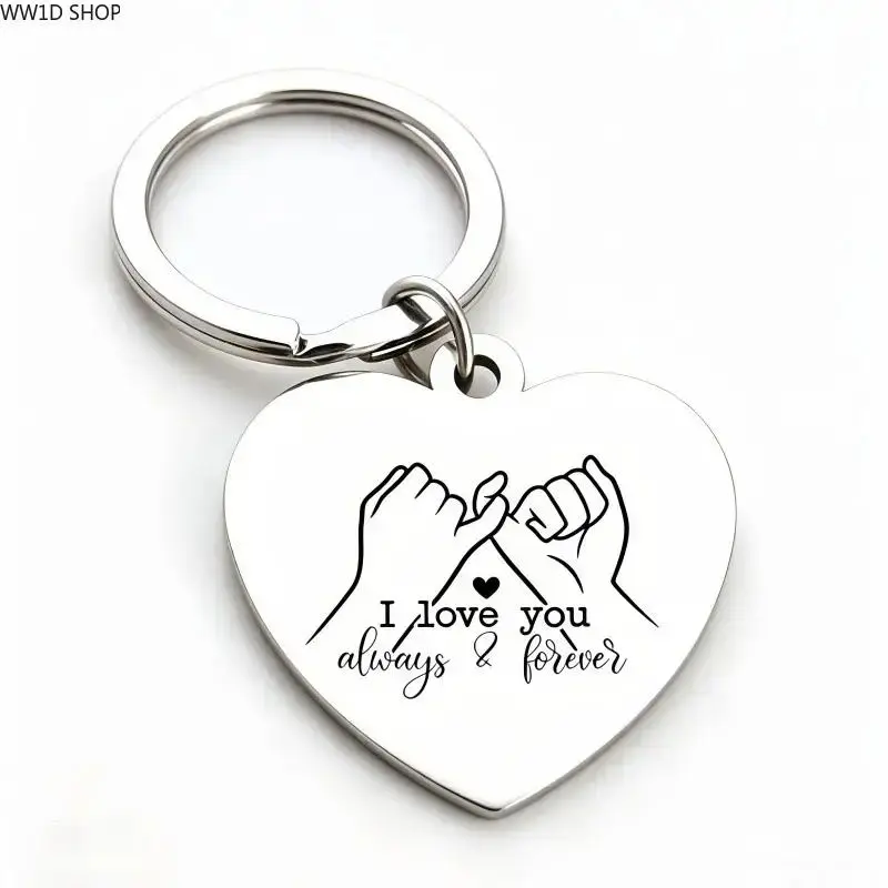 Couple's Pinky Promise Keychain, Cute Heart-Shaped Stainless Steel Pendant Engraved with Love Quote - Anniversary Gift, Valentine Gift Idea, Christmas & Memorial Day Daily Reminder
