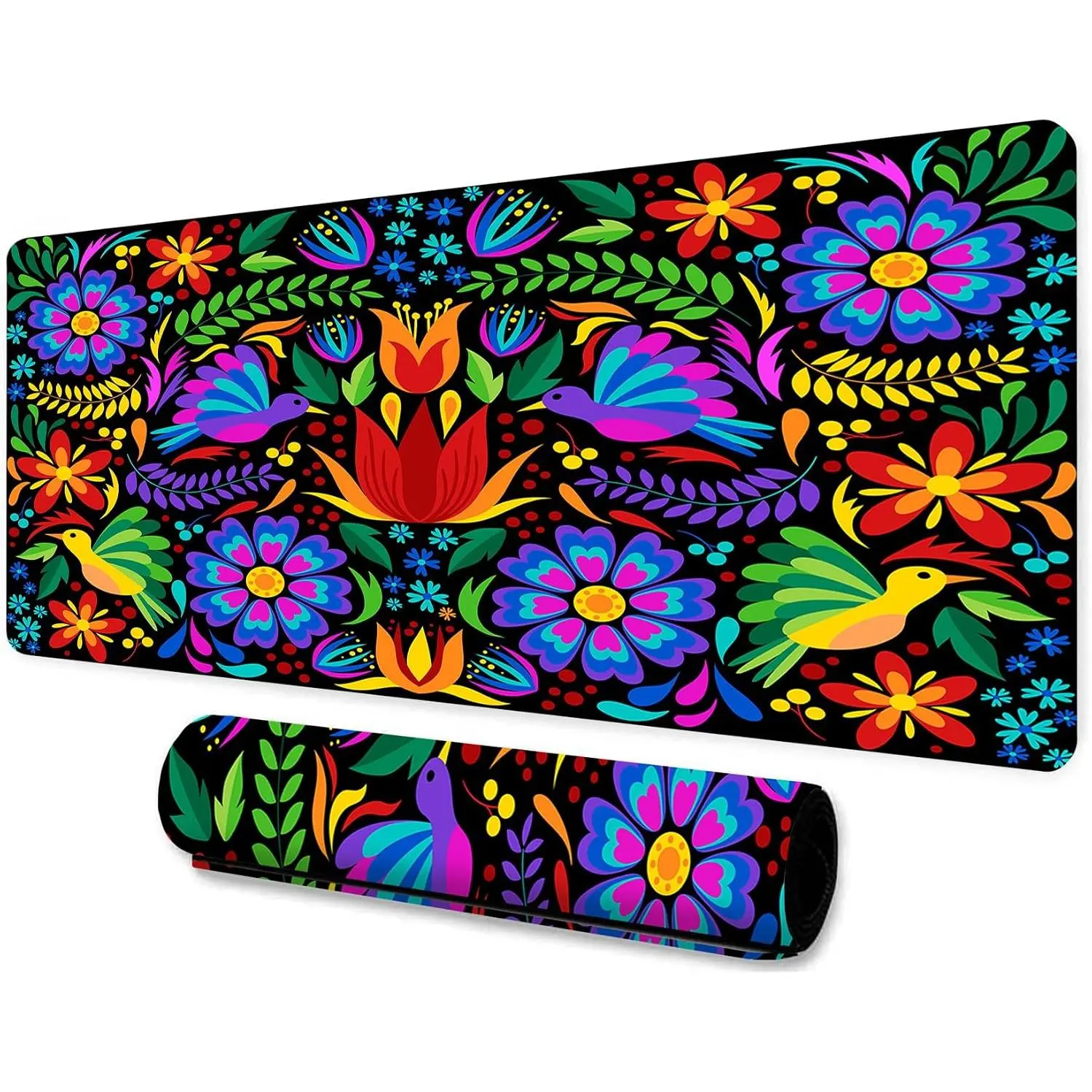 Mexican Gaming Mouse Pad for Home Office Game Studio| Colorful Mexican Floral Ornate Ethnic Rubber Mouse Pad for Home Office Game Studio Anti Skidding