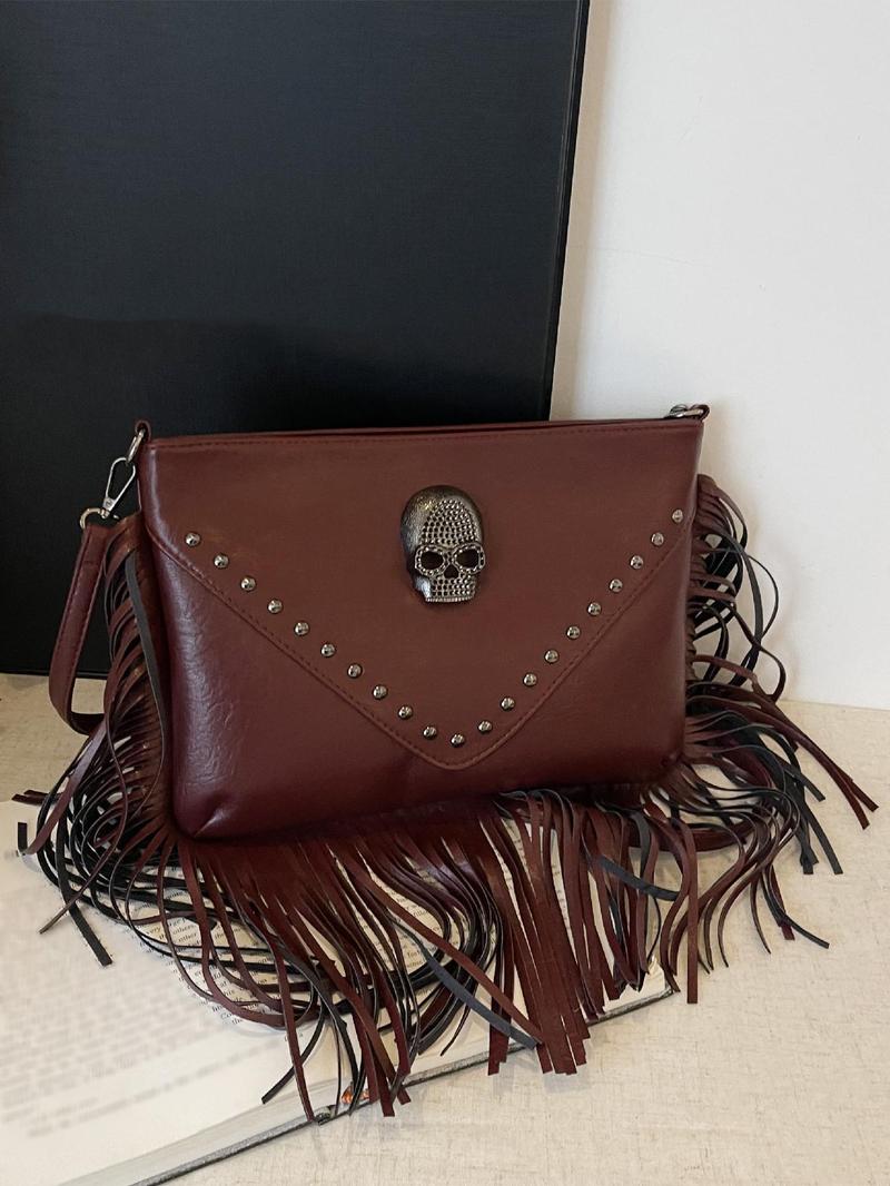 Women's Street Style Vintage Cross Design Crossbody Bag, Chic Crossbody Purse, Trendy Tassel Design Plain Color Crossbody Bag, Chic All-match Crossbody Bag for Daily & Work Use, Vintage Shoulder Bag