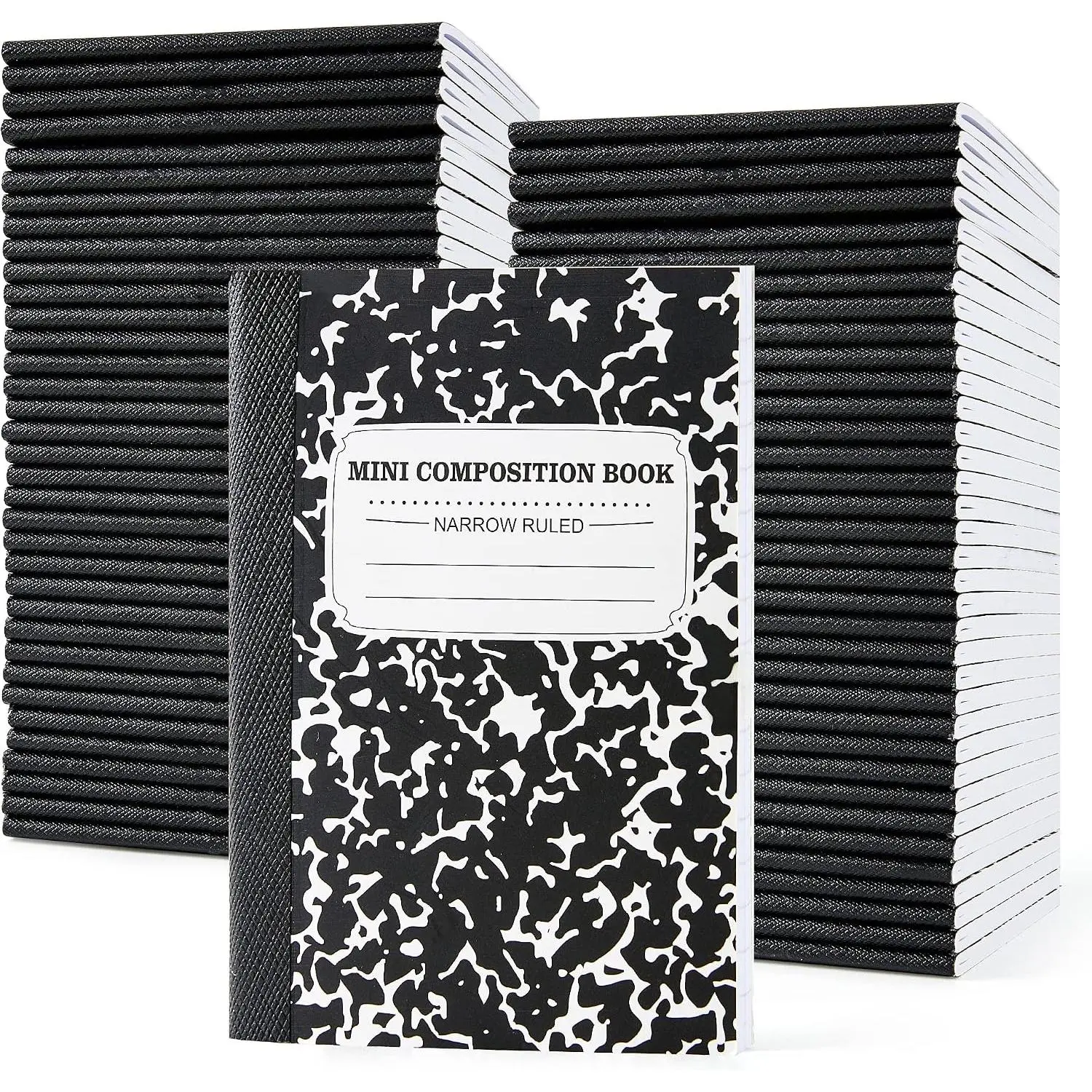 70 Pack Mini Composition Notebook Bulk, Cute Pocket Composition Note Pad, Small Journal Notebooks for Students College School Supplies, 4.5" X 3.25", Narrow Ruled, Black Marble Covers