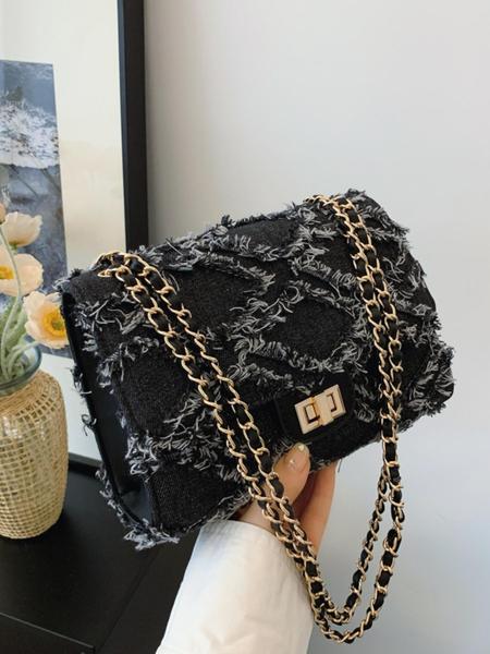 Women's Fashion Chain Strap Denim Rhombus Rough Edge Shoulder Bag, Casual Versatile Solid Color Underarm Bag, Trendy Daily Commuting Bag, Girl Fashionable Bag, Denim Crossbody Bags Women's Fashion Chain Strap Denim Rhombus Rough Edge Shoulder Bag, Casual Versatile Solid Color Underarm Bag, Trendy Daily Commuting Bag, Girl Fashionable Bag, Denim Crossbody Bags