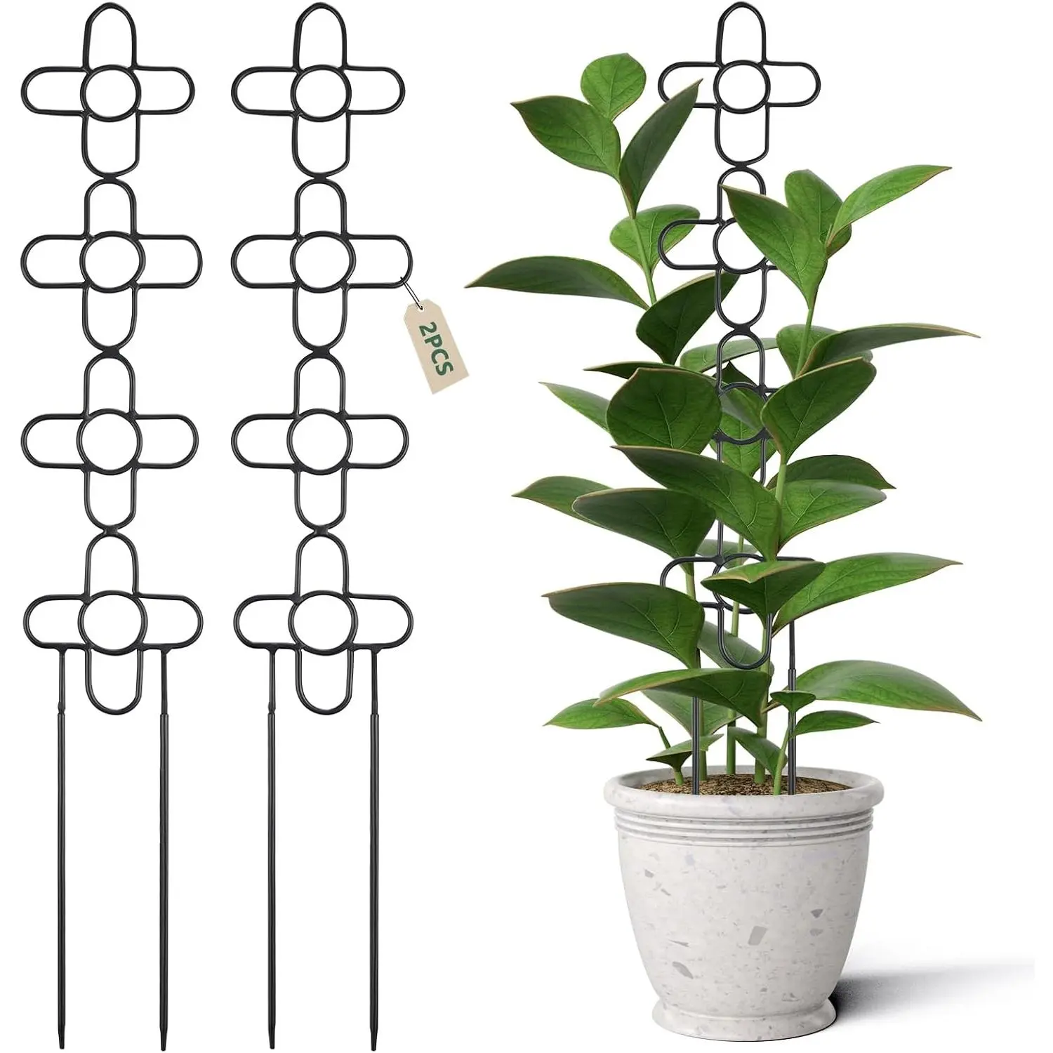 24Inch Trellis for Climbing  Indoor, Small Garden Metal Trellis for Potted ,  Stakes for Vine Ivy Flower  Support Indoor  Accessories Hoya, Flower Shape