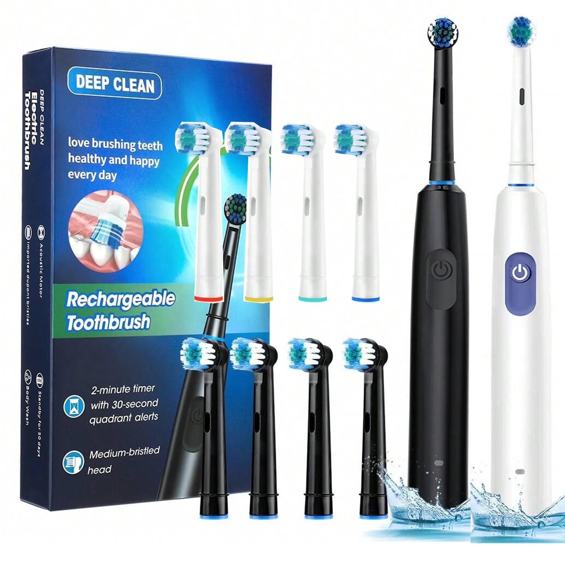 Electric Toothbrush, 1 Set Rechargeable Toothbrush with 4 Replacement Soft Brush Heads, Oral Care Toothbrushes for Adults