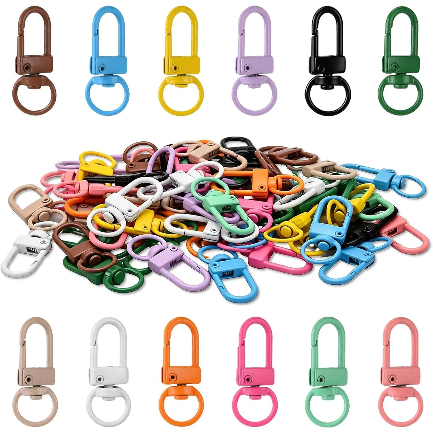 Clip 60 count DIY Swivel Clasp Hooks Zinc Alloy  Clasps 12 Colors Lanyard Clasp Swivel Clips for DIY Craft/Lanyard Making/ Making Etc