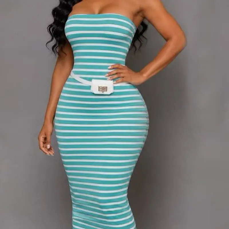 Women's Casual All Over Striped Tube Dress, Lightweight Fabric, Perfect for Daily Wear, Sleeveless Tube Dress