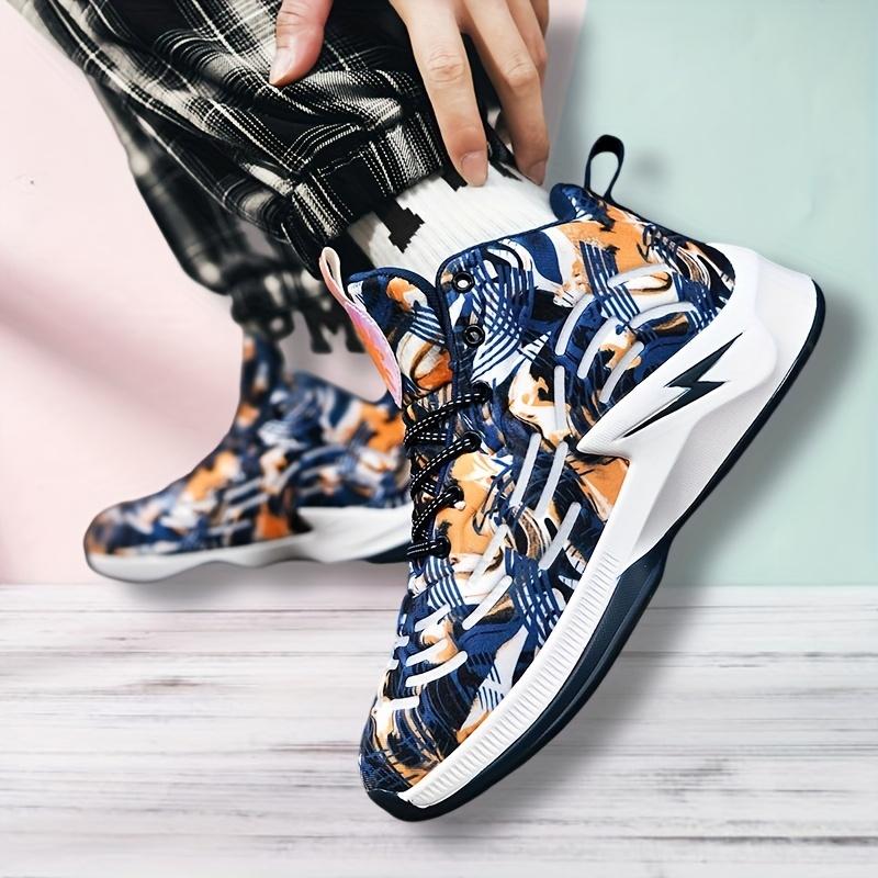 Men's and women's mid-top basketball shoes, small sizes for students, breathable PU upper and wear-resistant non-slip cushioning sole, suitable for sports and casual wear - stylish lace-up training shoes