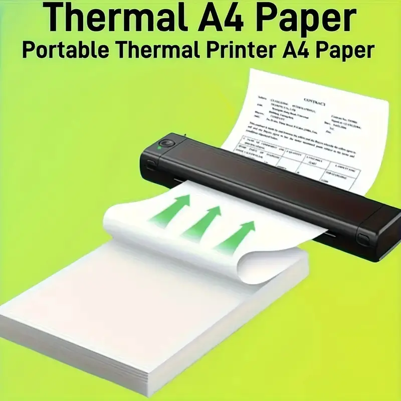 100 Sheets A4 Continuous Thermal Paper, Folded Printing Paper for Portable Printers, Office Home Restaurant Compatible Multi-Function Design