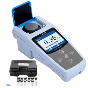 VEVOR Turbidity Meter, 0–1000 NTU Measuring Range, ISO 7027 Compliant, Portable Red Light Turbidimeter, Quick Reading, with Calibration Solutions, Sample Vials, and Carry Case, for Field and Plant