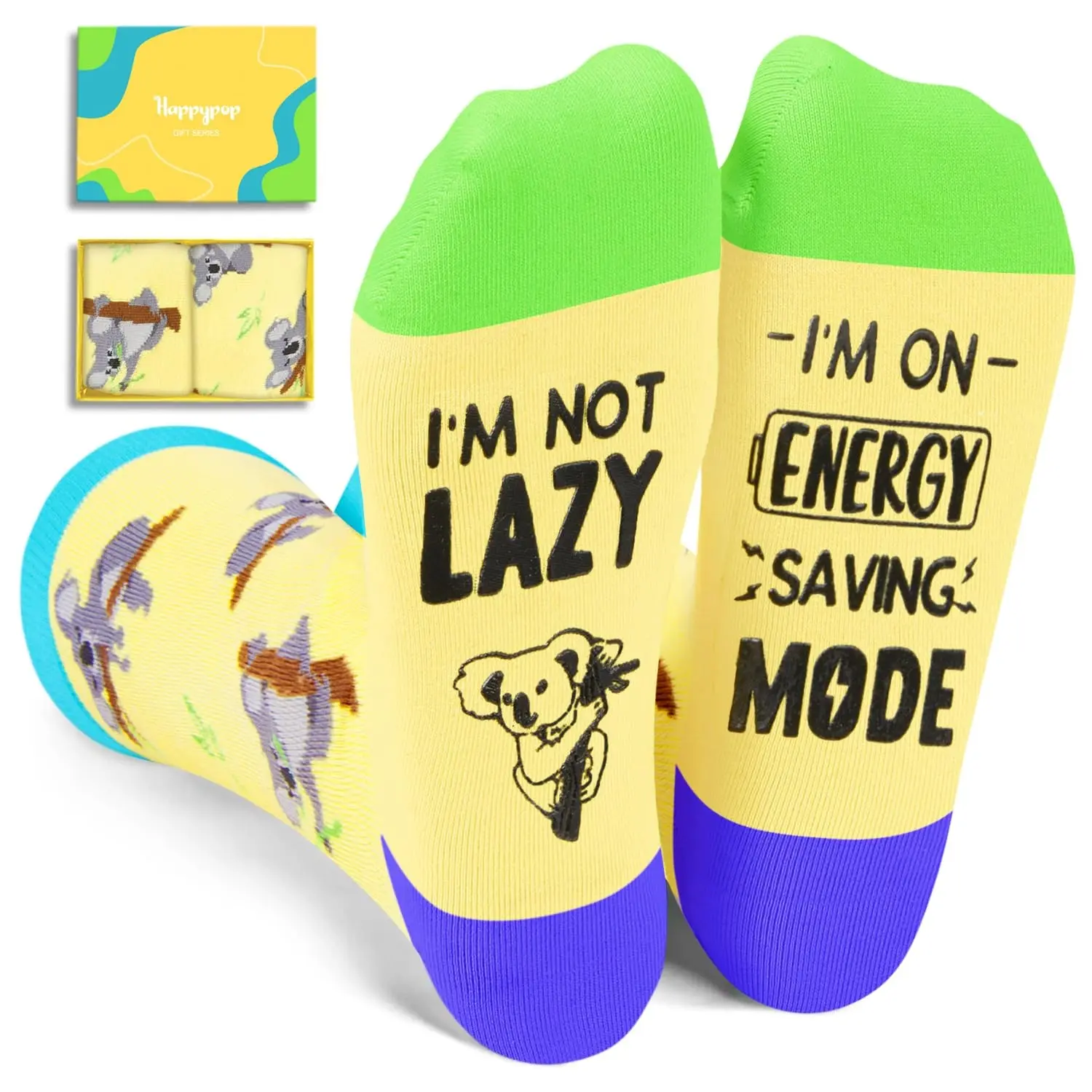HAPPYPOP Funny Koala Gifts for Teen Girls Women Men, Fun Wolf Panda Cat Socks