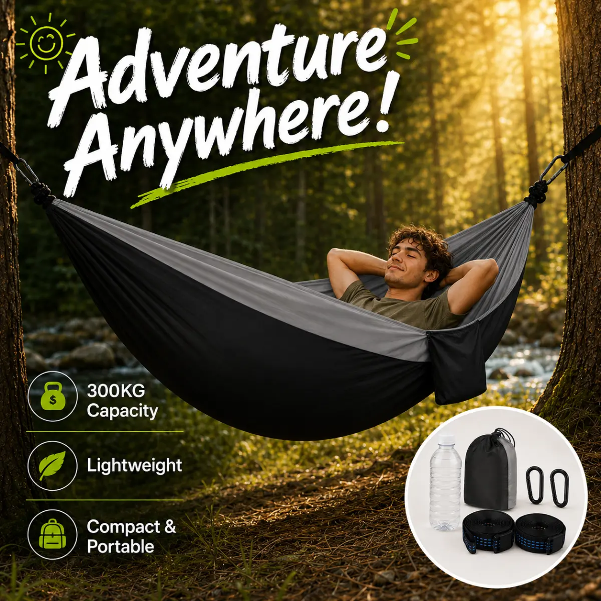 Durable Portable Ultralight Camping Hammock, 140x270cm, for Outdoor Camping, Hiking, Backyard Use, Durable Portable Hammock, Portable Travel Hammock, Parachute Nylon Hammocks sohochic