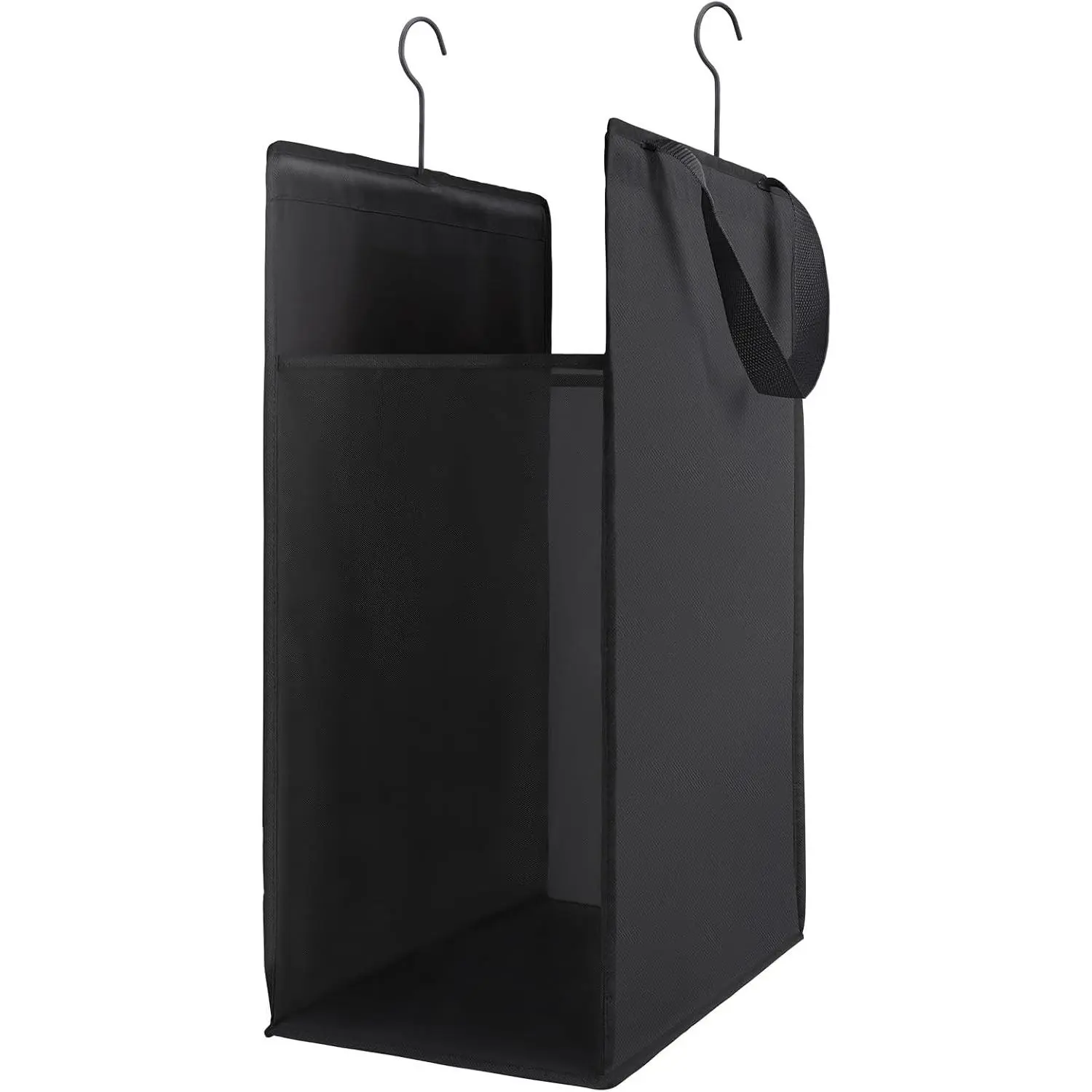 Hanging Laundry Hamper, Hanging Laundry Basket, Slim Laundry Hamper Bag with Handles, Portable Hanging Closet Hamper, Mesh Heavy Duty Hanging Laundry Bag (Black,1 Pack)