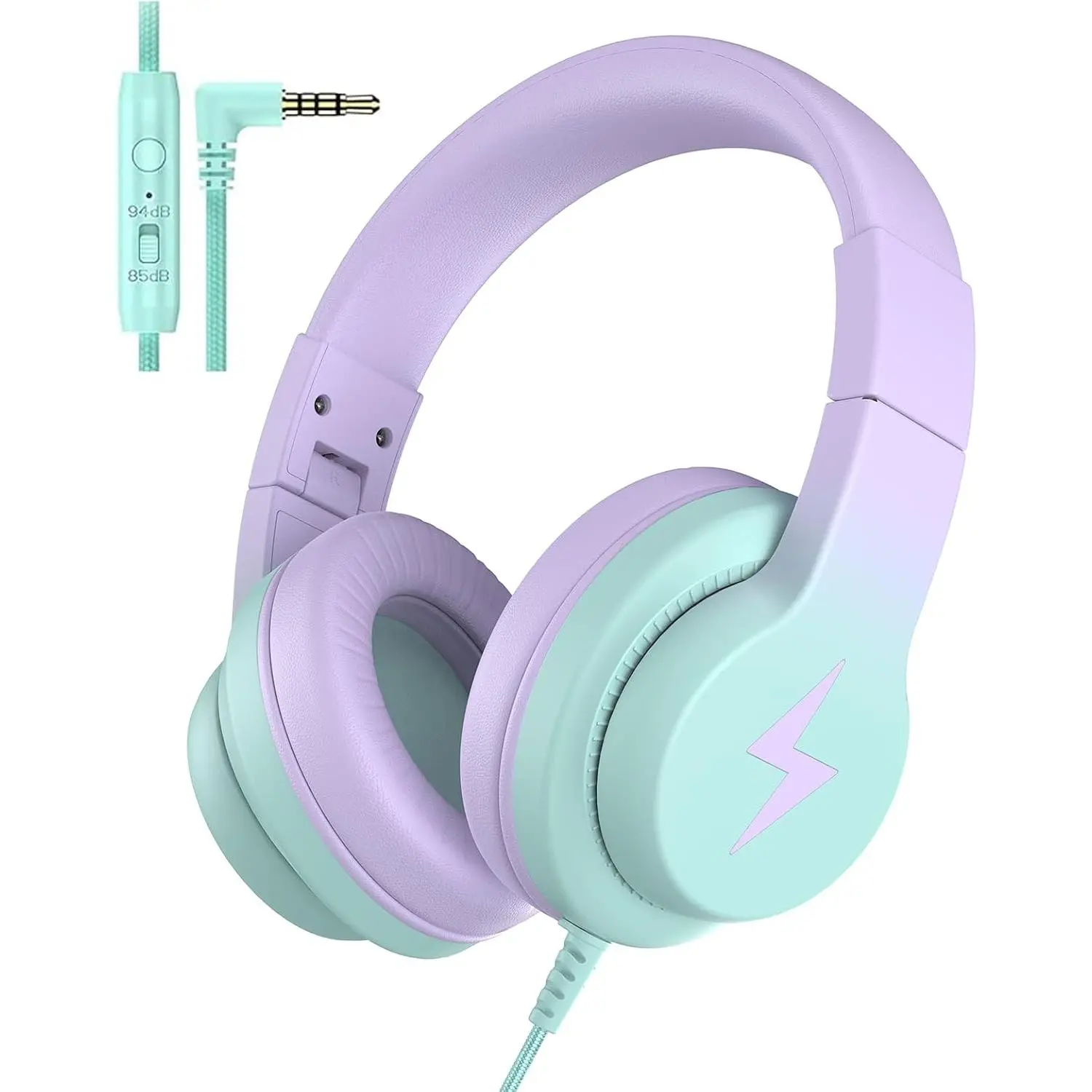 Wired  Headphones with Microphone, 85dB Safe Volume | Volume Limiter 85/94dB,  Stereo Sound, Microphone and Wired Control,Foldable Design, Gradient