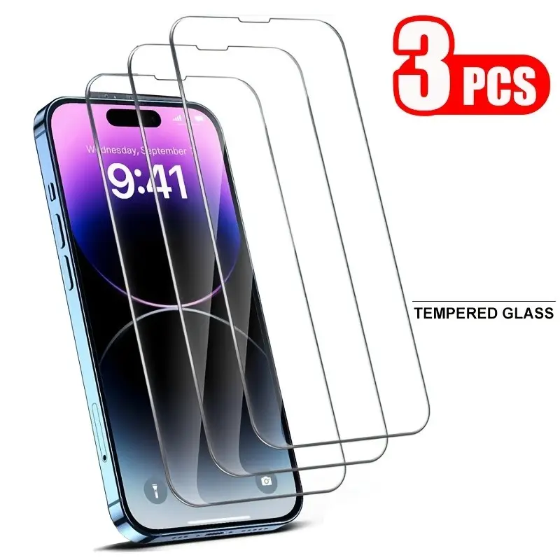 3-Pack Apple Full Screen HD Tempered Glass Film, Screen Protective Film, Fits iPhone 11-17 Pro/max, Anti-Fingerprint, 9h Hardness, Shockproof, Edge-To-Edge Protection
