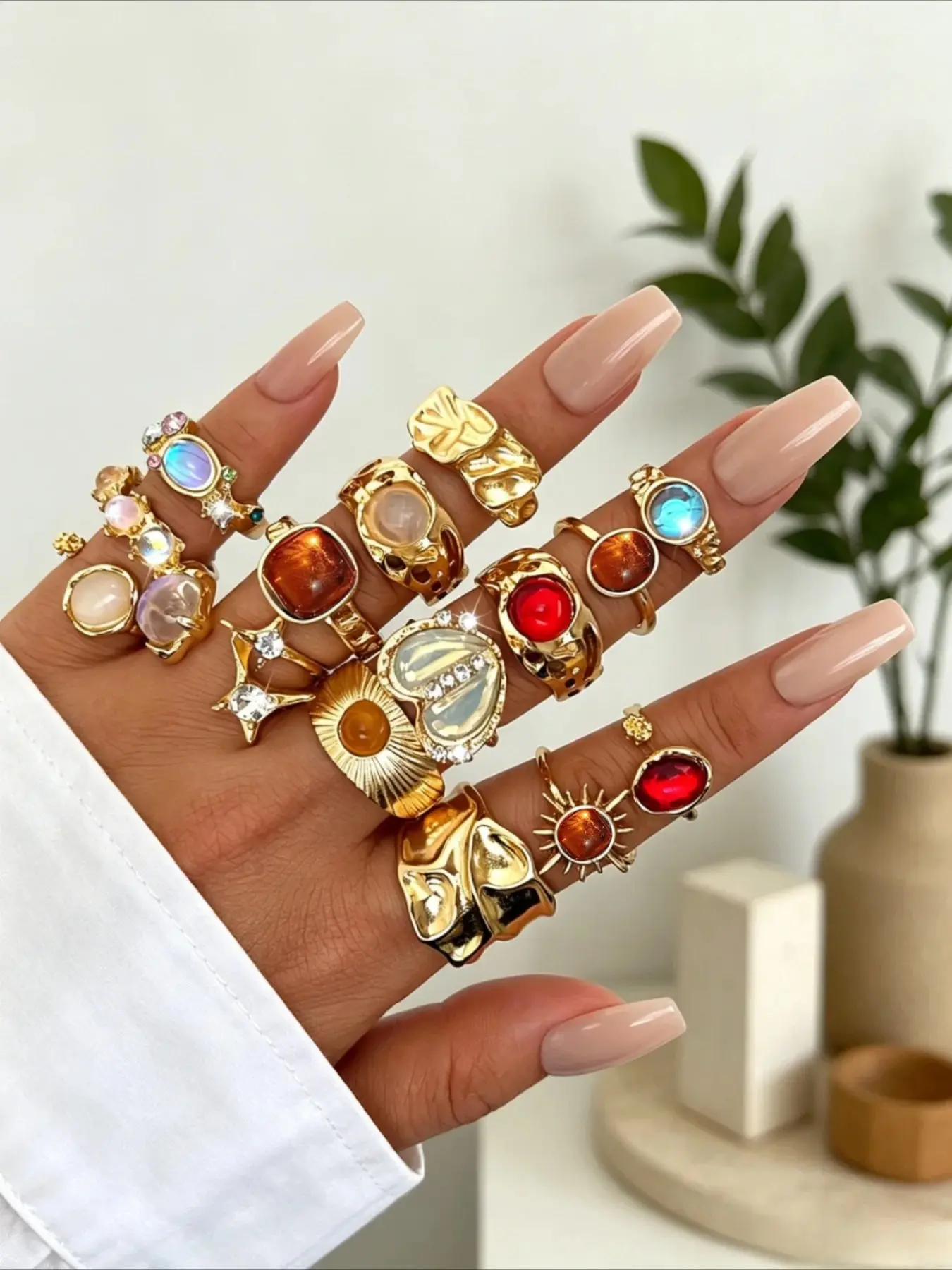 Women's Geometric Vintage Alloy Ring, Adjustable Open Design, Stackable Finger Ring, Elegant Jewelry, Perfect for Daily Wear, Gifts, Parties, Adjustable Open Rings