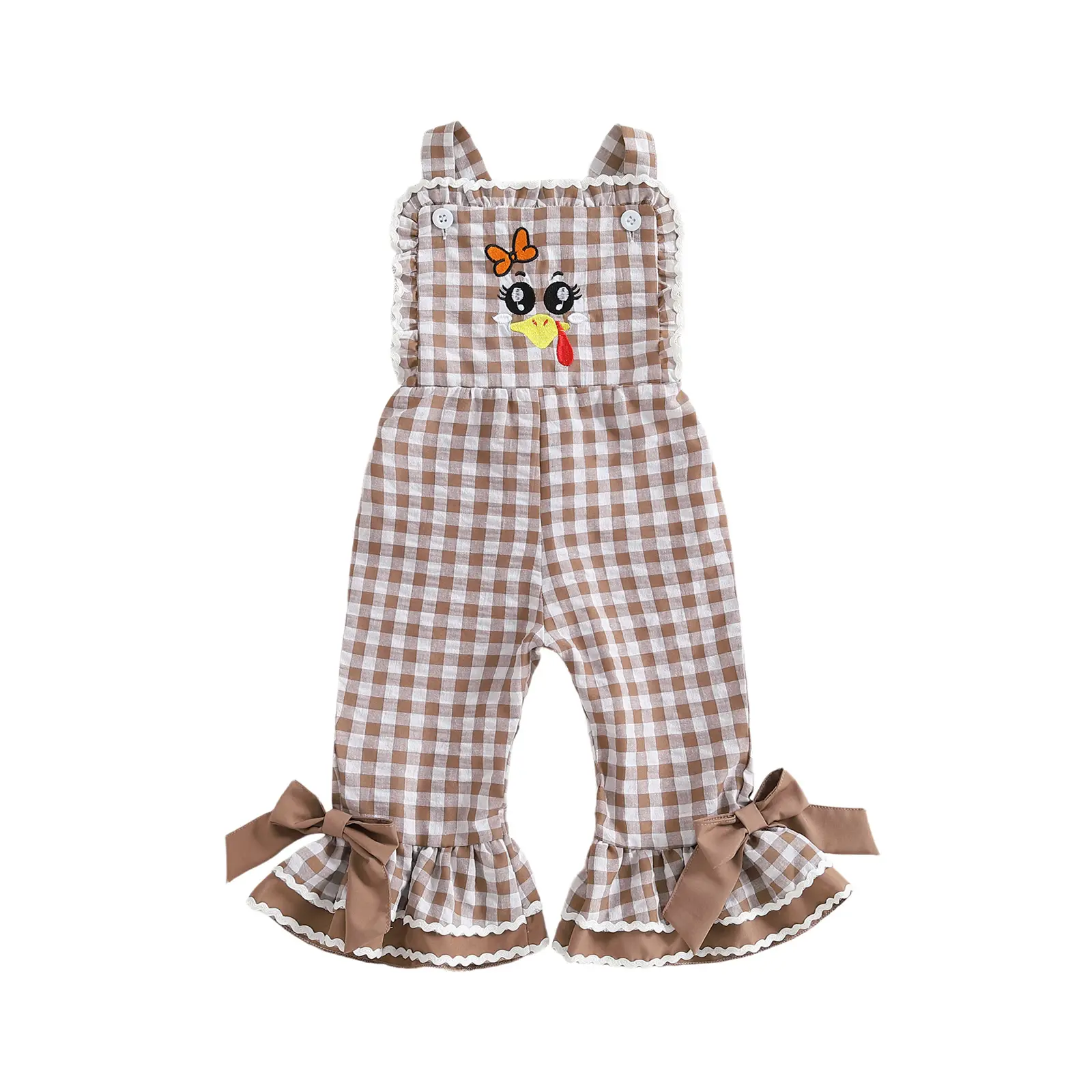 Baby Girl Thanksgiving Outfit Turkey Overalls Jumpsuit Kids Infant Girls Clothes