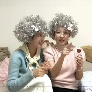 [I want to grow old with you] Curly wig for elderly women, props for taking photos with best friends, dormitory students