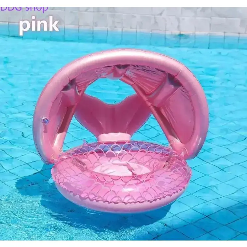 [SummerWins]Kids Mermaid Tail Inflatable Swimming Ring - Durable PVC Pool Floats, UV-Protected Outdoor Toy for Beach Parties (Floats for Pool)