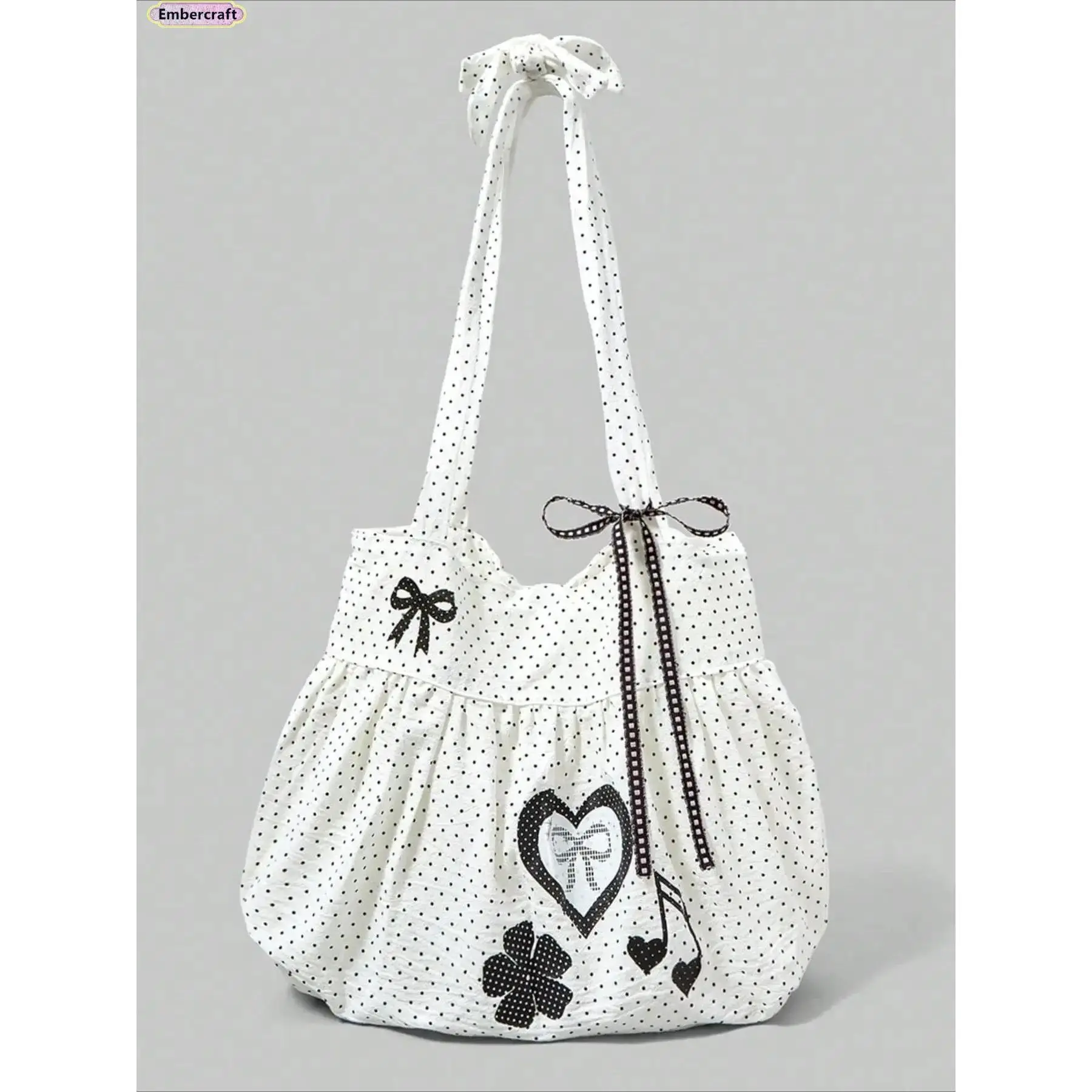Women's Coquette Vintage Embossed Floral Bow Laptop Tote Bag - Funky Polka Dot Accents, Casual Handbags for Work & Back to School Shopping, Fits 13-16 Inch Laptops, Work Bags for Women, Tote Bags
