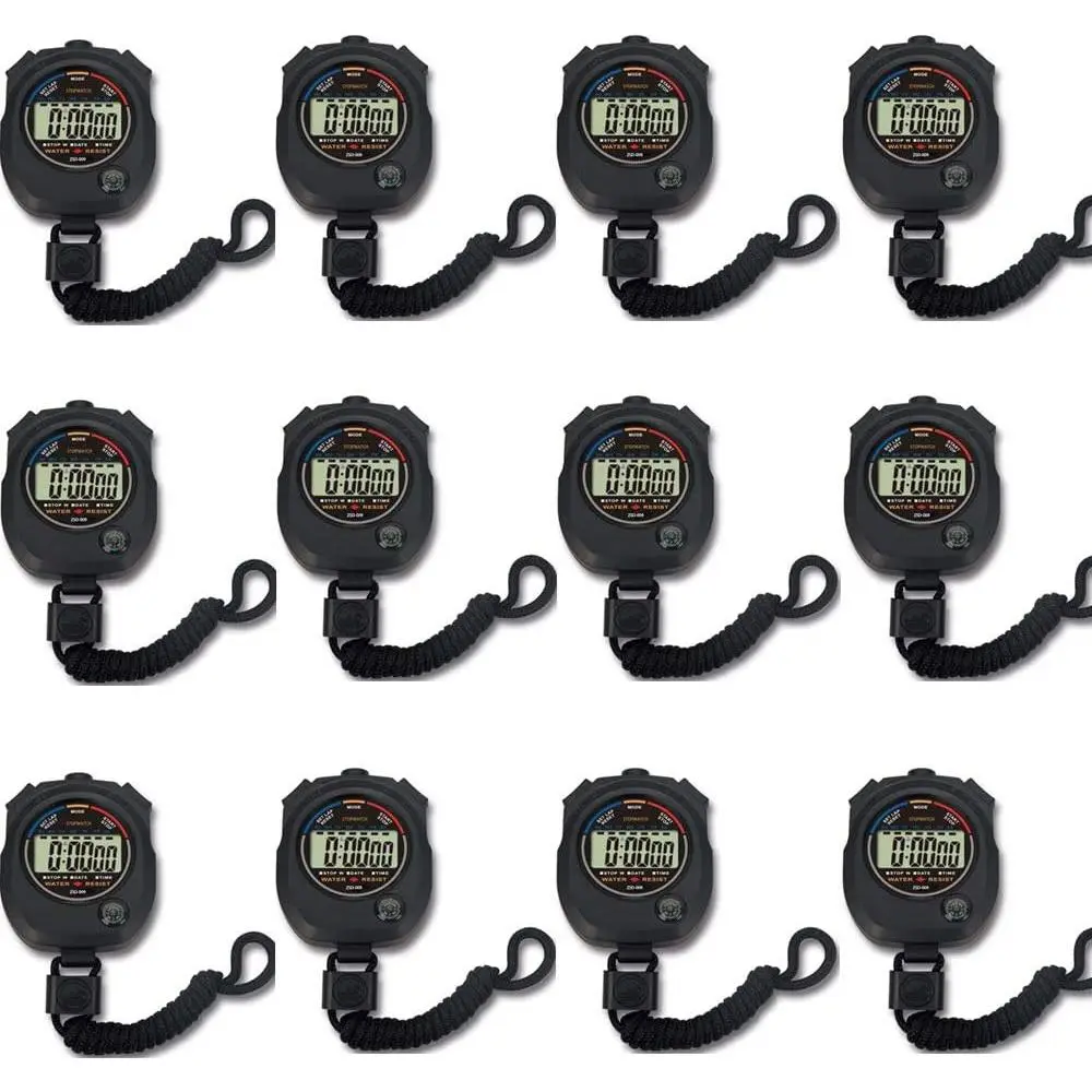 12 Pack Multi-Function Electronic Digital Sport Stopwatch Timer, Large Display with Date Time and Alarm Function,Suitable for Sports Coaches Fitness Coaches and Referees