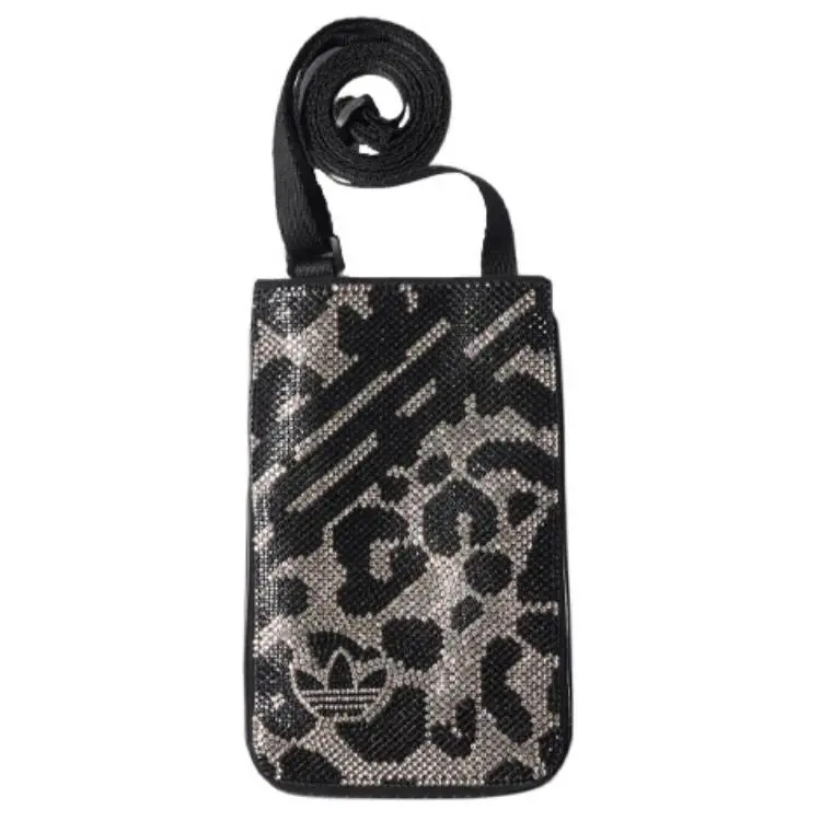 Adidas Originals Leopard Print Glossy Mini Crossbody Phone Bag for Men and Women
