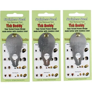 3 Pack Stainless Steel Tick Removal Tool for Dogs, Cats, Pets and People