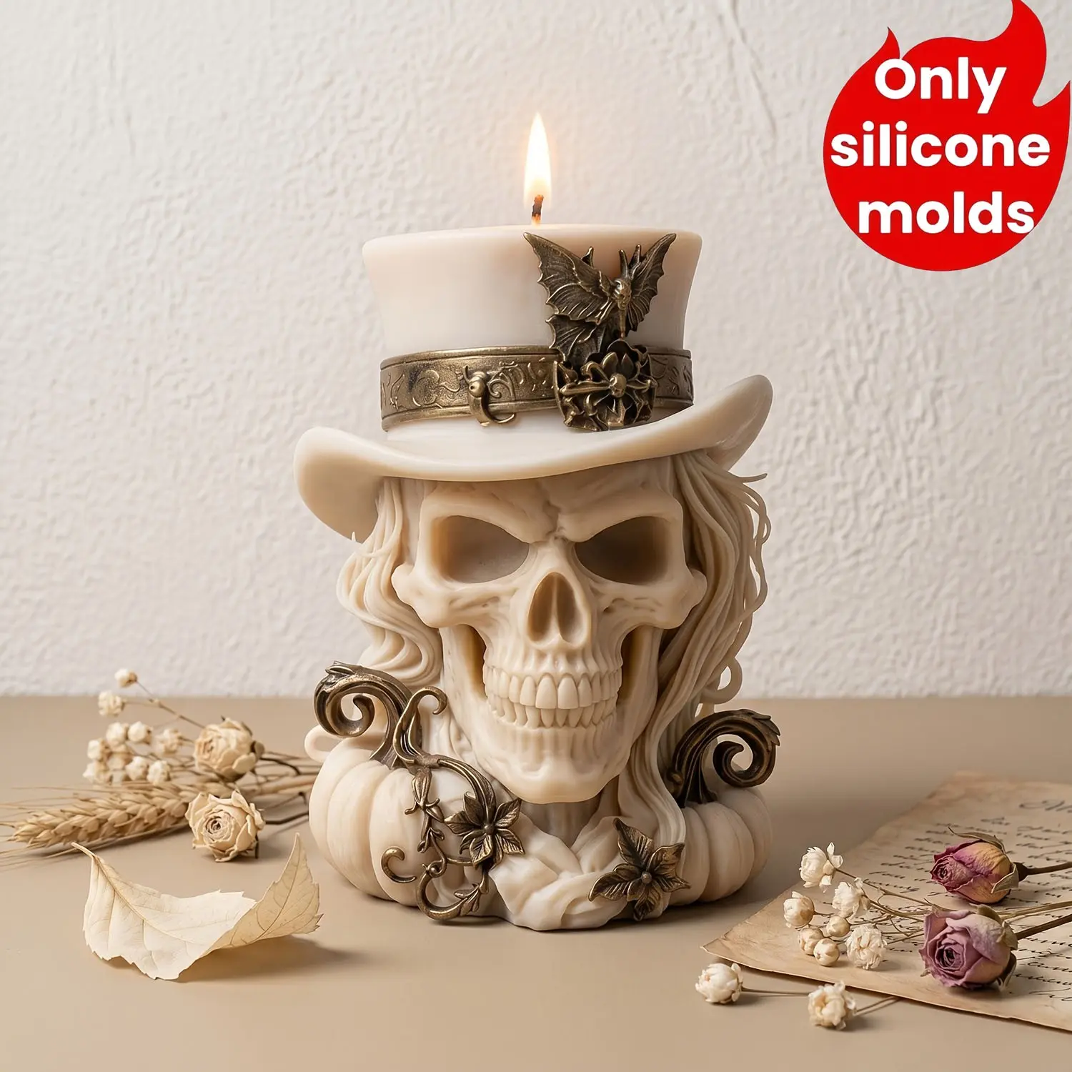 3D Halloween Skull Silicone Mold, Candle Wax Soap Resin Casting Molds, DIY Craft Supplies, Home Decor, Model Xinghao Bqa00892