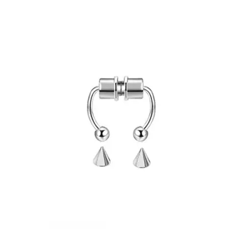 Fake Piercing Magnet Nose Ring Earrings, Fashion Punk Non Piercing Nose Clip for Women & Men, Stainless Steel Fake Piercing Nasal Septum Unisex Body Jewelry, Nose Ring Hoops, Septum Clicker Ring, Faux Septum Piercings