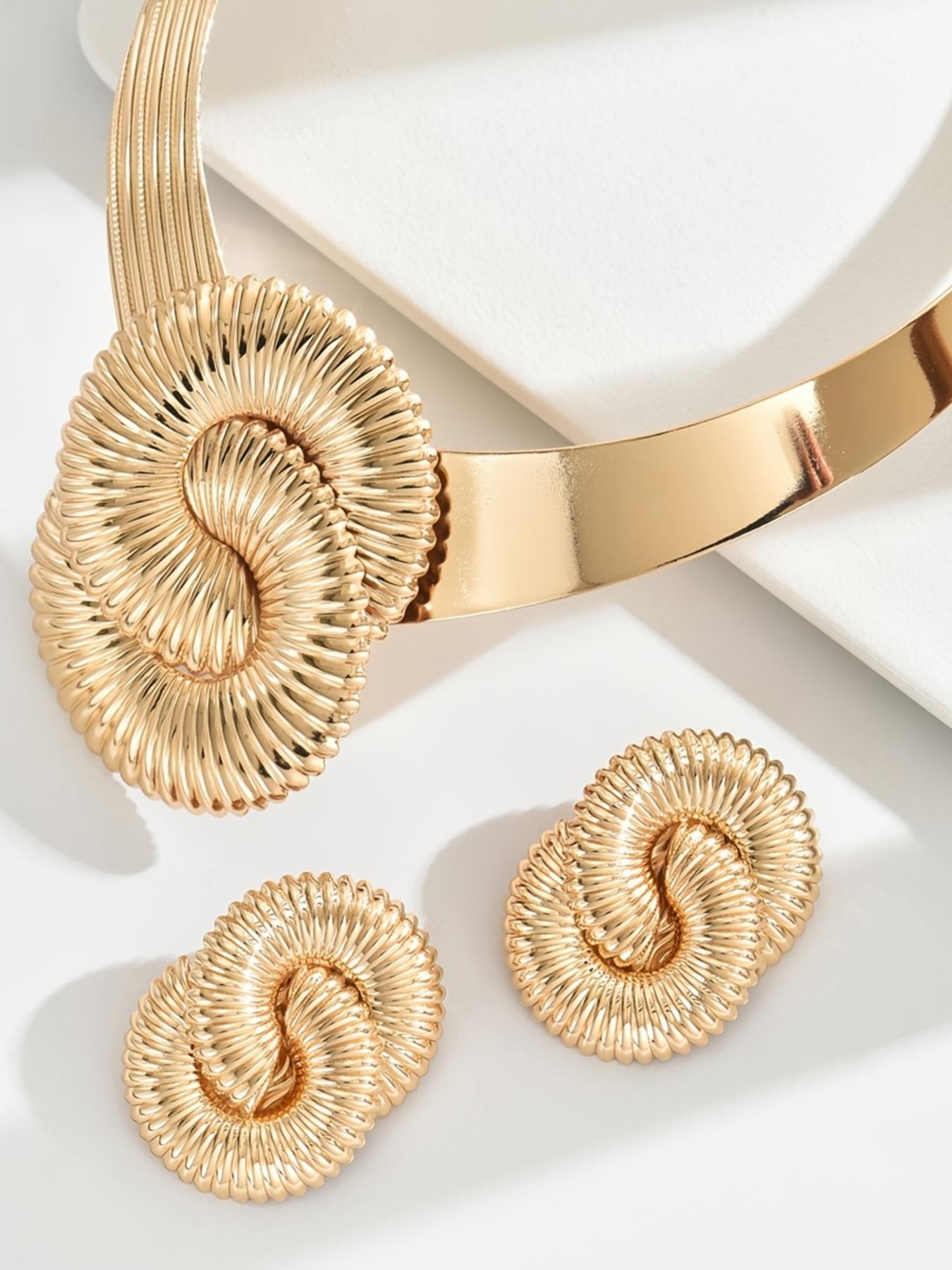 Women's Fashion Jewelry Set, Elegant Jewelry Set, Metal Statement Necklace & Earrings, Party Wedding Gift, All Seasons Wear, Unique Design Accessories, Complete Accessories Set, Matching Jewelry Set, Fashionable Jewelry Set, Jewellery Gift Set