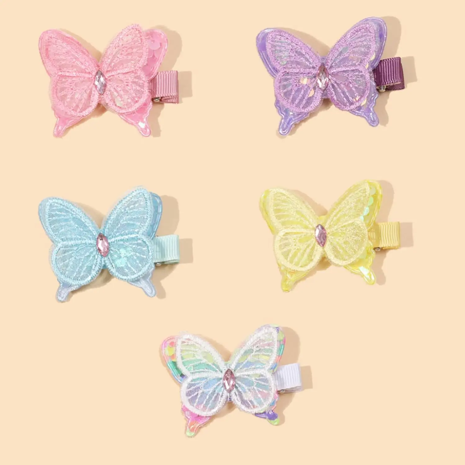 Small Butterfly Hair Bow Clips for Girls – 5 PCS Colorful Ribbon Hair Barrettes, Cute Handmade Summer Spring Hair Accessories for Toddlers Teens Baby