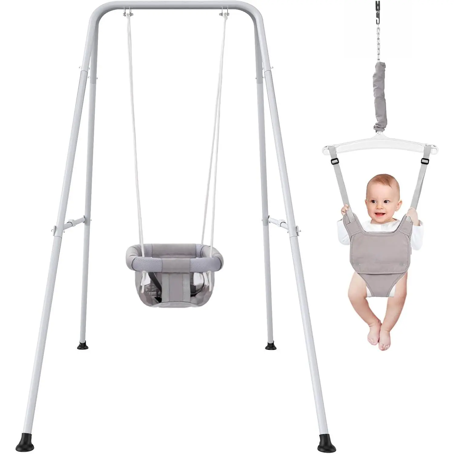 2 in 1 Baby Jumper with Swing, Baby Swing Indoor and Outdoor Use, Baby Jumpers and Bouncers, Toddler Swing with Foldable Stand