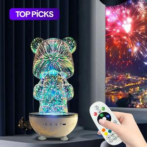 bear design wireless speaker, usb rechargeable portable speaker with rgb light effect, mini speaker with 360° rotation, suitable for bedroom night lights, mother's day gift