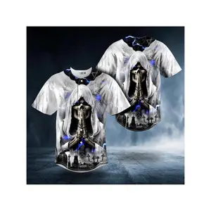 White Wing Death God Prayer Baseball Jersey, Men'S Baseball Jersey, Fashionable for Sports & Baseball Games Father'S Day Dad And Boyfriend Spring