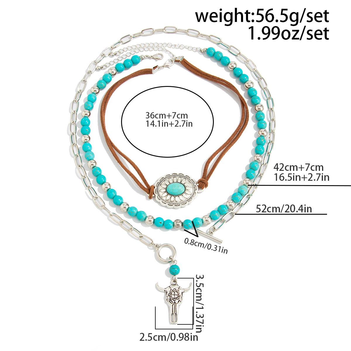 Western Necklaces Boho Turquoise Cross Necklace Set Navajo Pearl Beaded Layered Choker Cowgirl Christian Western Jewelry for Women