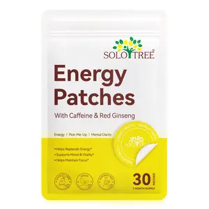 SOLOTREE Energy Patches (30-pack), Upgraded Version, 1-Month Supply, Made with natural ingredients, Ginseng, Caffeine, these patches can be applied to your wrist to help boost energy and improve focus. They feature strong adhesion, are water-resistant