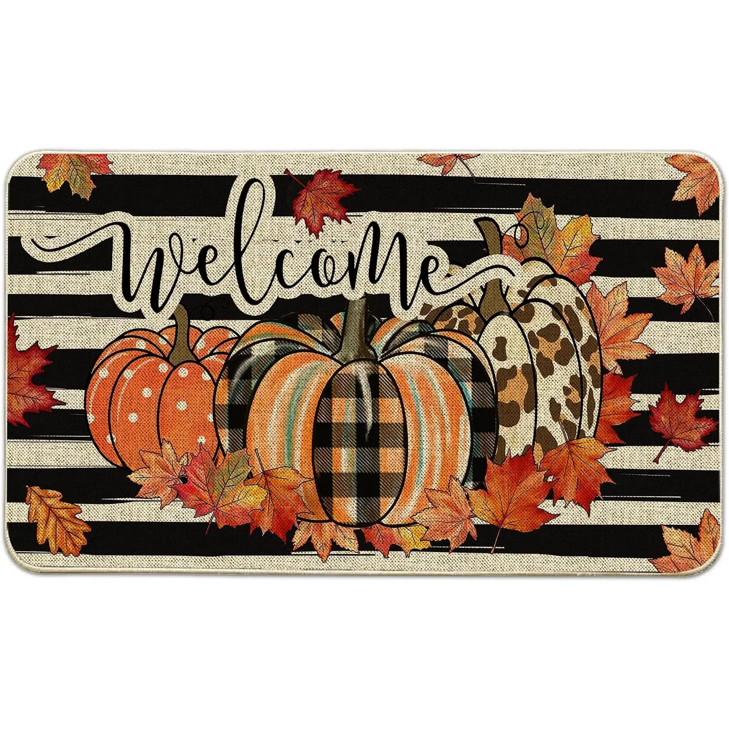 Fall Door Mat 17x29, Fall Welcome Mat Outdoor, Autumn Pumpkin Rug | Autumn Pumpkin Doormat, Outdoor Doormats for Front Door, Porch, Decorations for