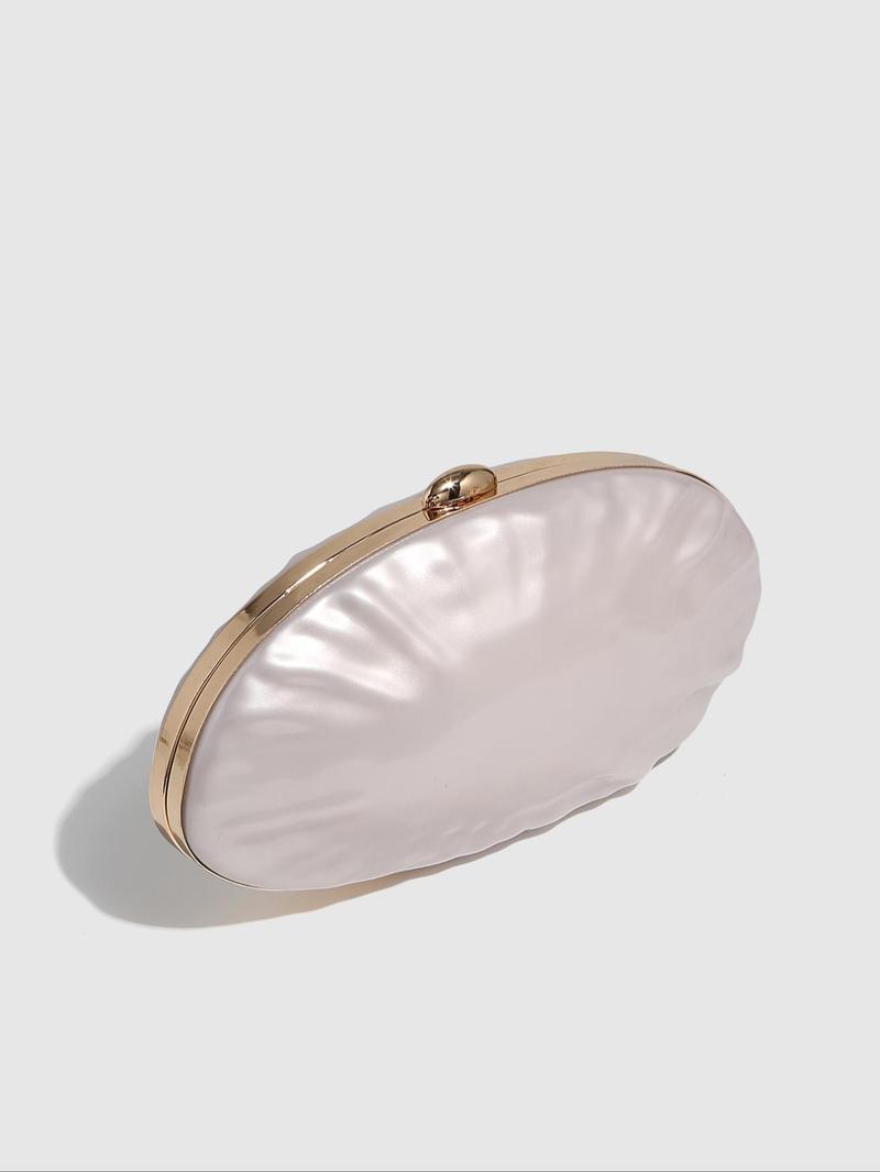 Women's Elegant Pearl Finish Long Hard Box Handheld Purse, Casual Shoulder Crossbody Bag, Trendy Exquisite Evening Bag, Crossbody Clutch