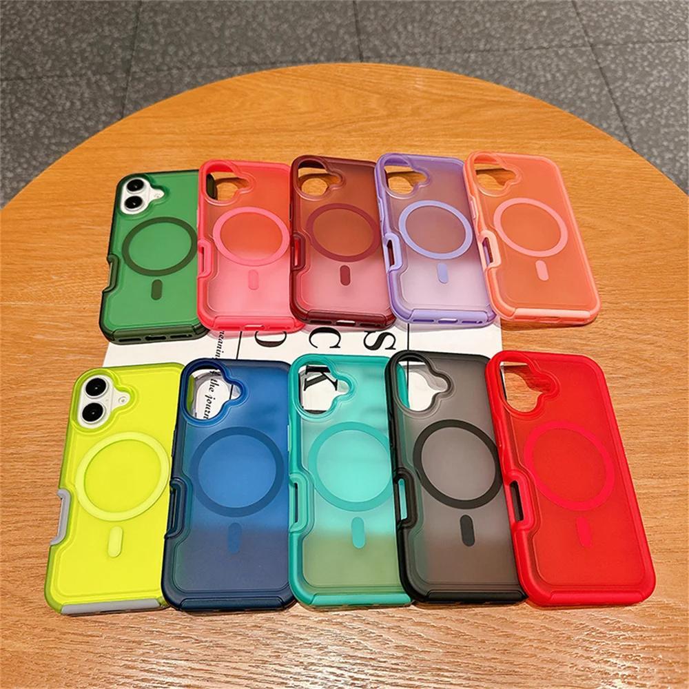 Fin Black Hard Matte Translucent Case For iPhone 17 Pro Max 16 15 14 13 12 Pro Max Plus Phone Cases For MagSafe Wireless Charging Shockproof Protective Protection Cover Cases For iPhone Half Clear Cases