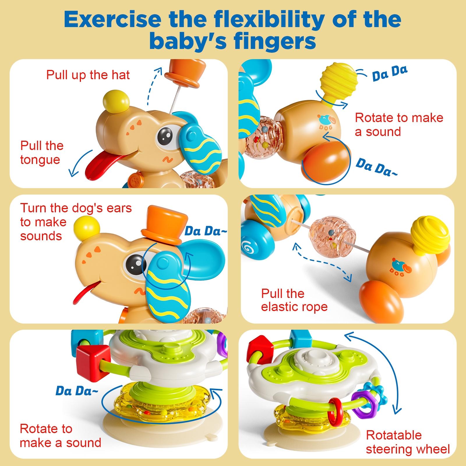 Baby Table Dog Suction Cup Rotating Toy, Multifunctional Detachable Steering Wheel, Perfect Gift for Holidays, Birthdays, Christmas