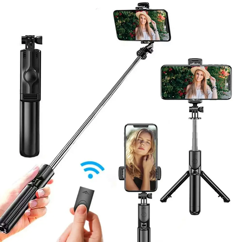 Wireless Selfie Stick Tripod with Bluetooth-compatible Remote, Adjustable Phone Stand for iPhone Samsung Google, Tiktok Live Streaming Photos, Portable Selfie Accessory