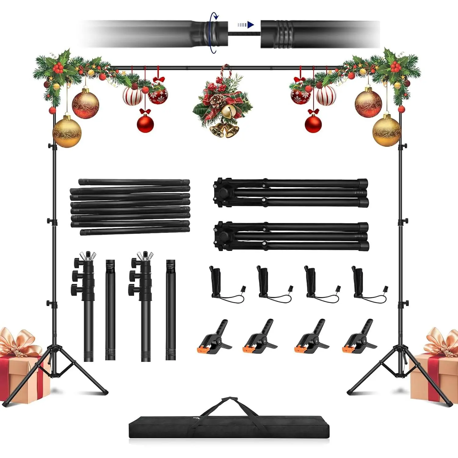 Portable Reverse-Folding Backdrop Stand Kit 10ft x 6.5ft(W x H)
